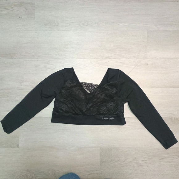 Sankom Black Lace Wireless Posture Comfort Bra With Sleeves Large - Picture 1 of 4